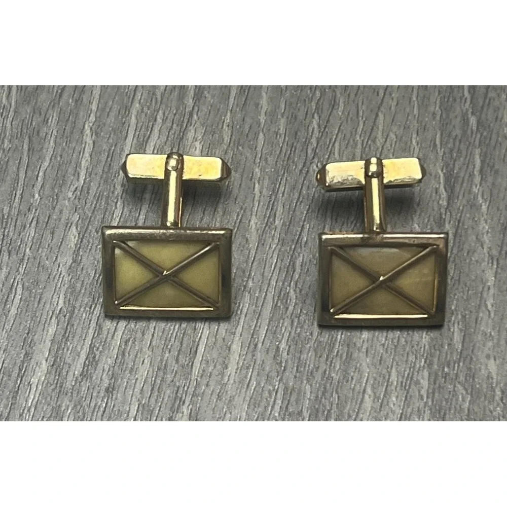 Vintage Gold Tone Envelope Design‎ Cufflinks Men's Dress Shirt Jewelry